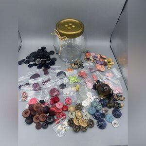 Blumenthal Lansing Small Button Collector Jar plus over 100 buttons